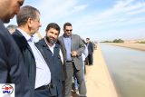 گزارش تصویری بازدید معاون اول رئیس جمهوری از کانال انتقال آب به عرصه فوق بحرانی گرد و خاک در اهواز