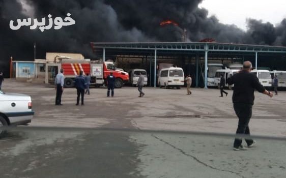 مهار آتش سوزی اداره ترابری شرکت نفت وگاز مسجدسلیمان