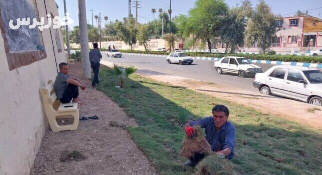 احیای فضای سبز بوستان حدفاصل مسیر سی برنج به دره اشکفت توسط معاونت خدمات شهری شهرداری مسجدسلیمان